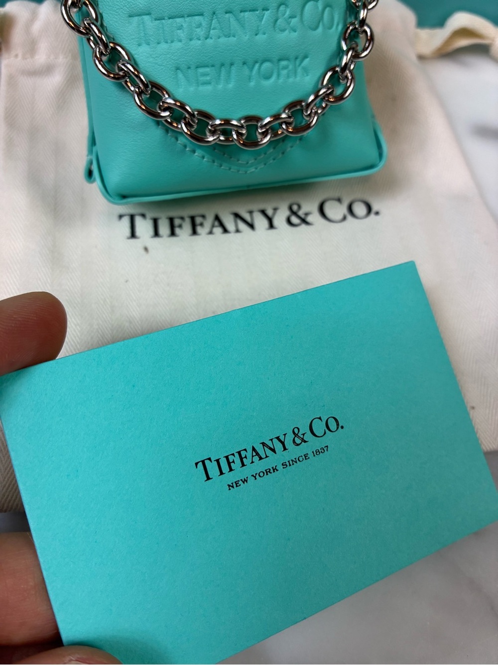 Tiffany & Co. Blue Leather Micro Nano Return to Tiffany Bag Charm - NWT - Picture 9 of 9